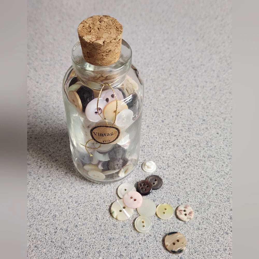 Anthropologie Vintage Druggist Pharmacy Bottle Full of Buttons
